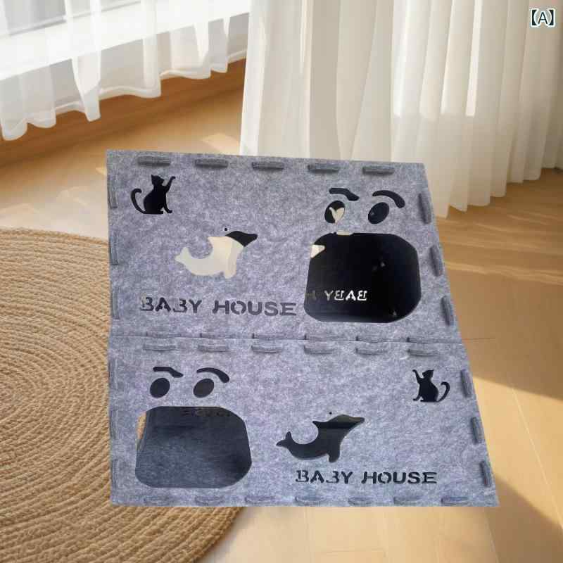 猫窝 猫 爪とぎ 猫トンネル ハウス 木製 2段 ケージ グレー ブルー ブラウン ベージュ 大小