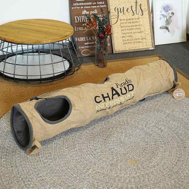 猫 トンネル おもちゃ 直筒 折りたたみ 黄麻 ペット用品 猫用品 120cm 90cm(x5)