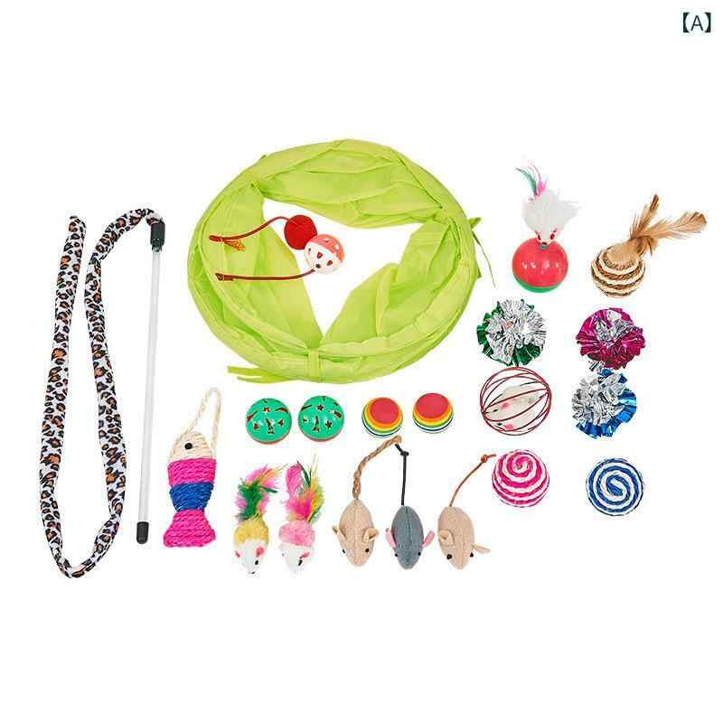 YKsakaiの猫 おもちゃ 20点セット 猫用 ぬいぐるみ ネズミ 猫じゃらし トンネル(x2)｜アングル2