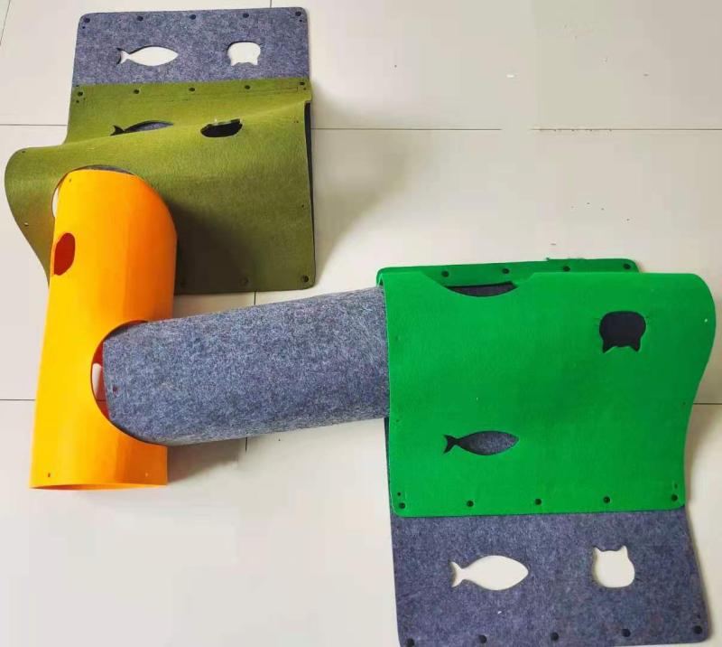 ペットマット 猫 犬 多機能 トンネル 収納 遊び道具 フェルト(x2)