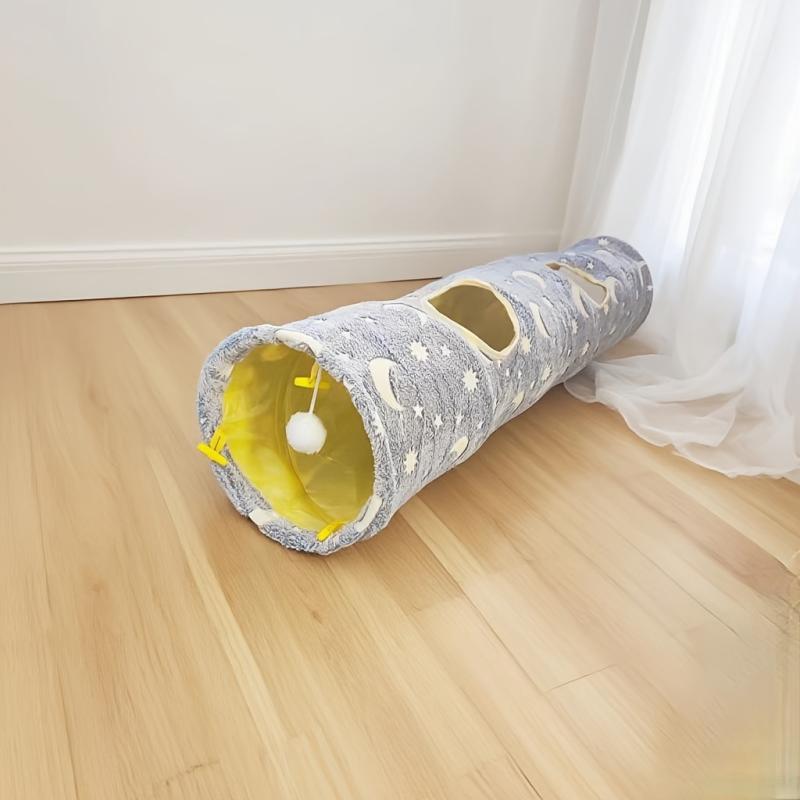 ペット用おもちゃ 猫用トンネル スエード ベルベット 折りたたみ式ぬいぐるみ 猫 ローリングおもちゃ ..