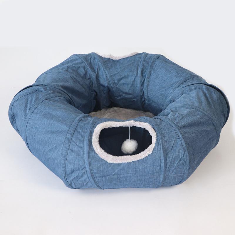 猫 おもちゃ ペット用品 トンネル グレー 折りたたみ 耐久性 四季 96cm 28cm