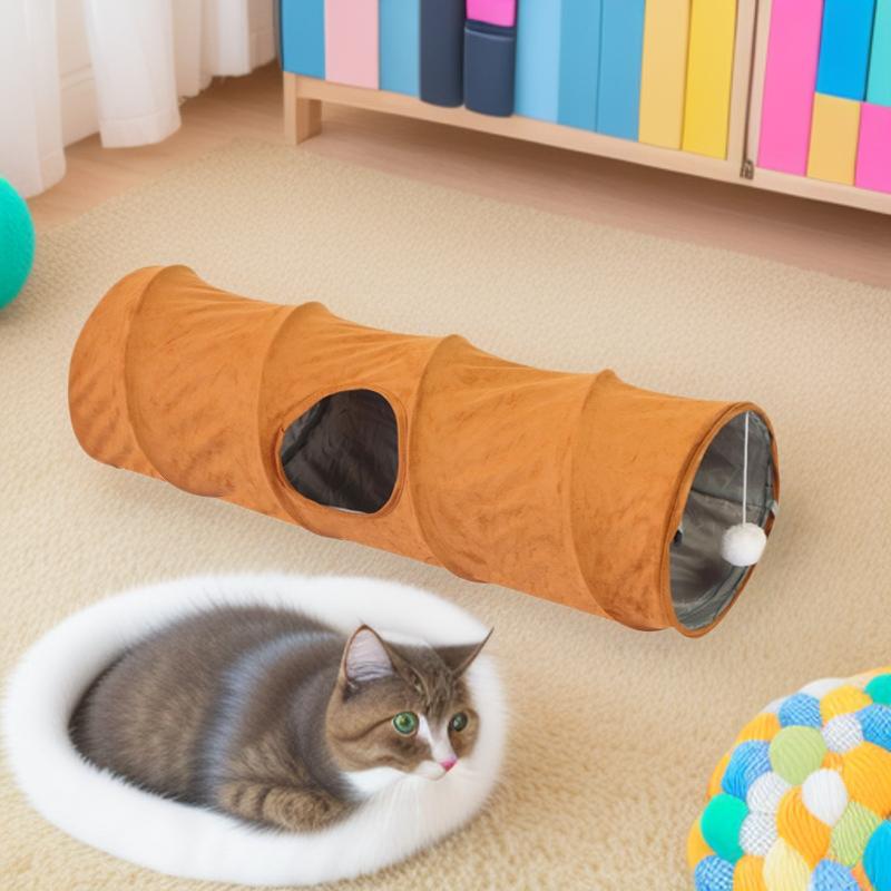 猫 トンネル おもちゃ ペット用品 スエード 猫用 2層 ストレート 折りたたみ 収納 持ち運び 簡単 058M 07M 085M 125M 13M ブラウン グレー