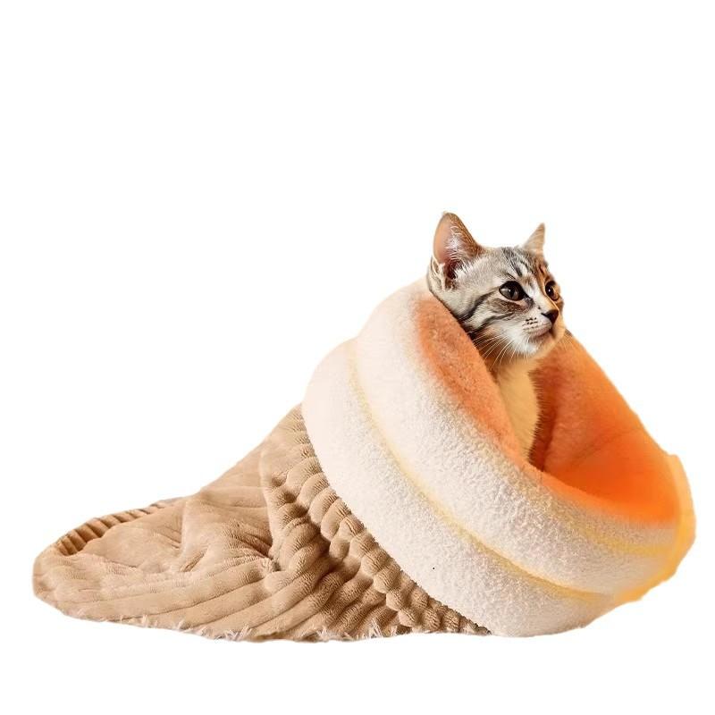 ペットベッド 猫 小型犬 冬用 暖かい 寝袋型 ハウス クッション マット 洗える ふわふわ 防寒 寒さ対策 ブラウン グレー ピンク ブルー