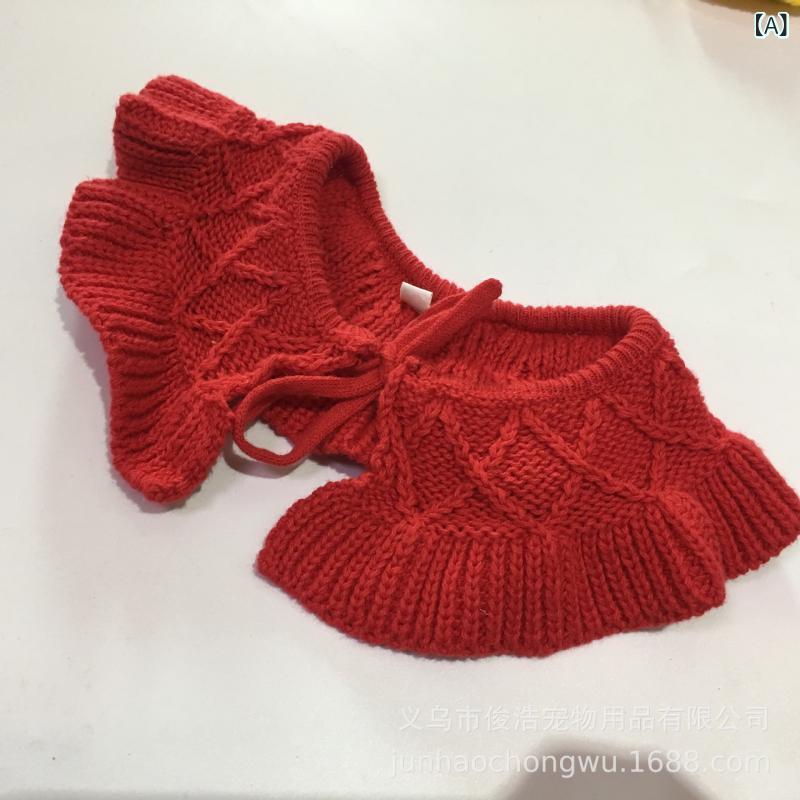 YKsakaiのペット用 犬 猫 手編み ニット スヌード マフラー 首輪 アクセサリー 赤 黄 ピンク 青 小型犬(x3)｜アングル2