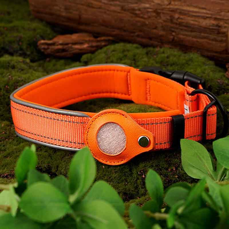 首輪 犬用 M L ペット用 リード 追跡機能付き ナイロン製 オレンジ グレー イギリス風(x2)