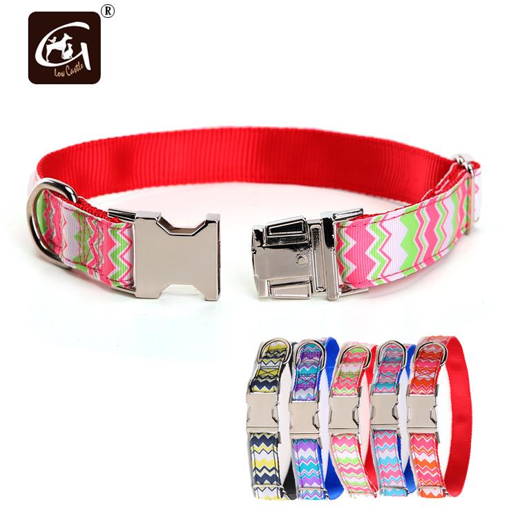 犬用首輪 ストライプ柄 亜鉛合金製バックル ナイロン製 小型犬 中型犬 大型犬 ペット用品 ペット用首輪..