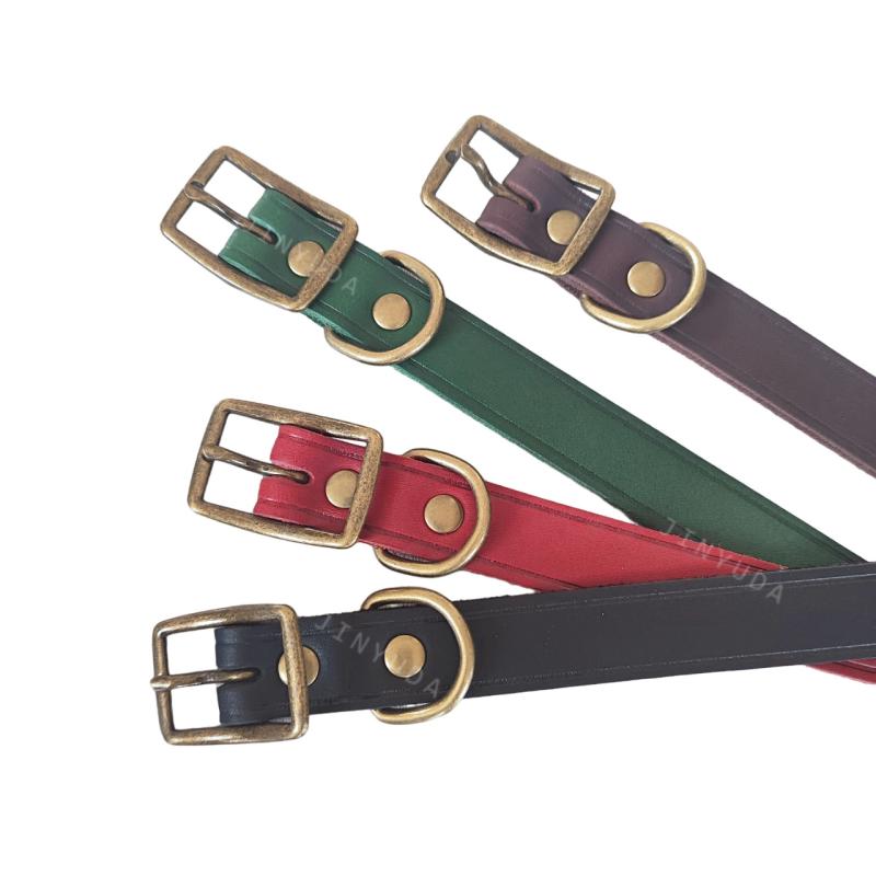 首輪 犬用 レザー レトロ 革 牛革 犬 首輪 ペット用品 深棕色 黒 赤 緑 XS S M L(x2)