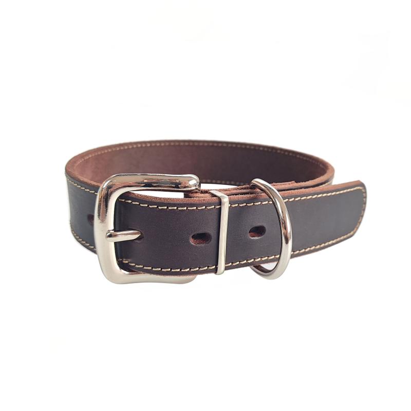 首輪 犬用 牛革 ゴールドカラー 金具 柴犬 コーギー ペット用品 ペットアクセサリー 幅広 レザー ブラ..