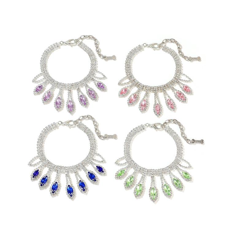 首輪 ペット用品 小型犬 猫 ネックレス 牽引ロープ 犬 散歩 調整可能 かわいい パステルカラー グリーン ブルー パープル ピンク