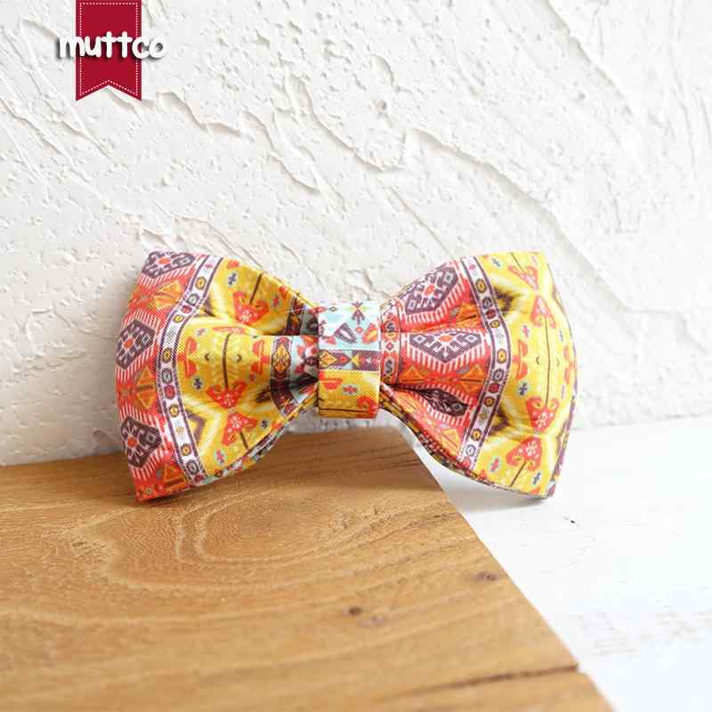 犬用 蝶ネクタイ 首輪 ペット用品 ボヘミアン柄 ポリエステル 四季 UBT-050