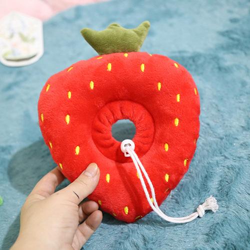 エリザベスカラー 猫 犬 ソフト スポンジ 赤ちご柄 調整可能 ペット用 舐め防止 噛み防止 美容 ヘルス..