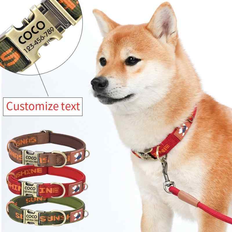 首輪 ペット用 犬 猫 織り込み柄 スペースコットン 金属製バックル サイズ調整可能 かわいい カートゥーン柄 グリーン ブラウン レッド