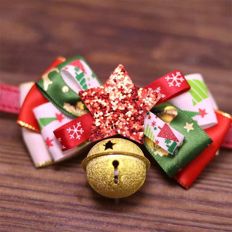 首輪 ペット用 猫 犬 調節可能 かわいい 猫耳 鈴付き リボン クリスマス PU 小型犬 猫用 XS S M L XL