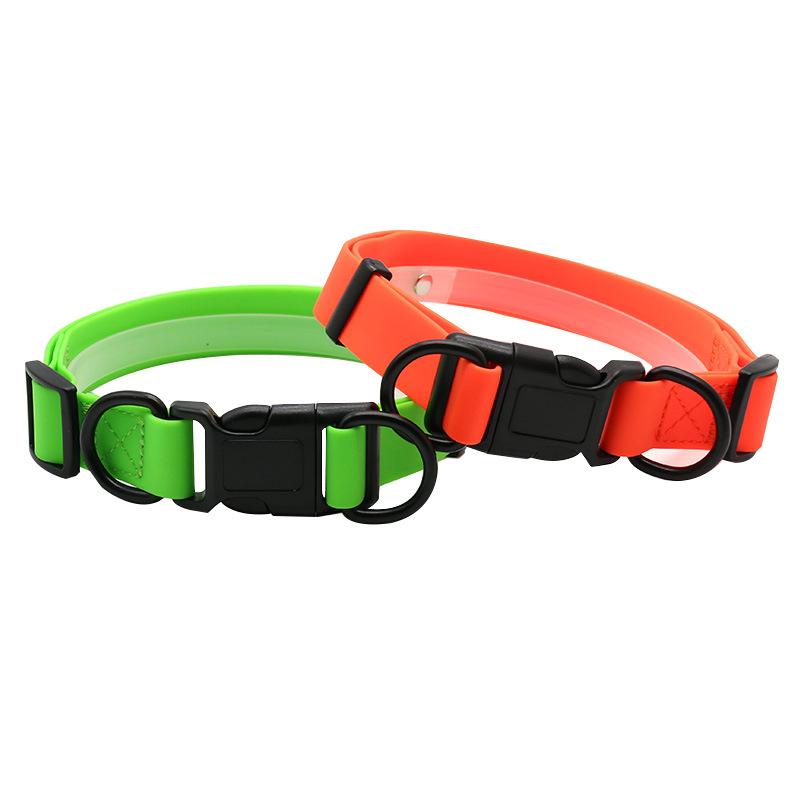 首輪 犬用 ペット用品 アウトドア 無地 防水 PVC ダブルDカン サイズ調整可能 ブルー マカロンカラー(x..