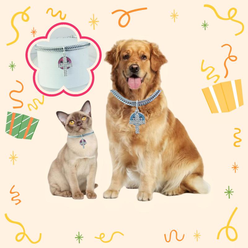 犬 猫 首輪 蛇 十字架 幾何学模様 ラインストーン 銅 ピンク系 ブルー系 ペット用品 ハロウィン クリス..