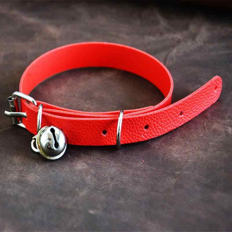 首輪 犬用 PUレザー 無地 鈴付き シンプル レッド 赤 牽引 散歩 お洒落 かわいい ペット用品 小型犬 中型犬(x10)