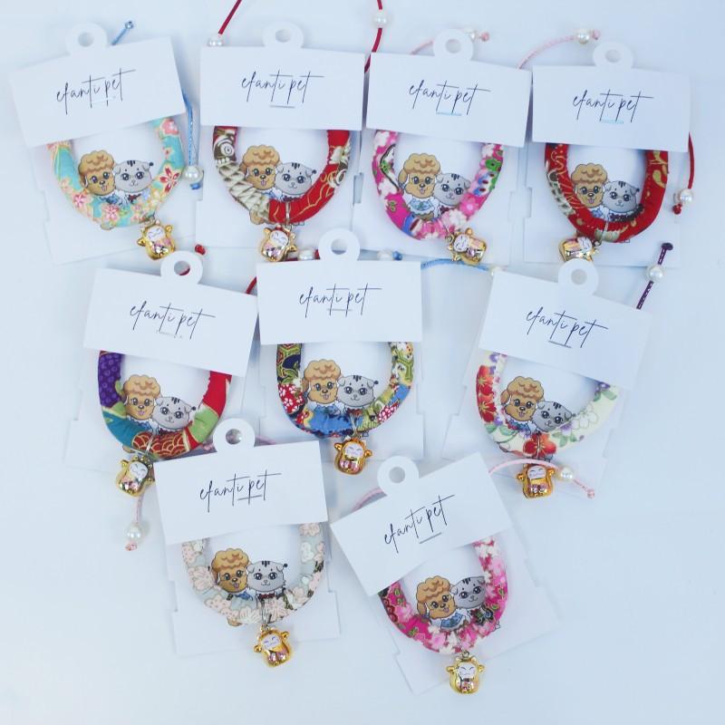 犬用首輪 猫用 招き猫 鈴付き 首輪 犬猫用 S 小型犬 猫 5kgまで ペット用 飾り 無地 かわいい(x2)