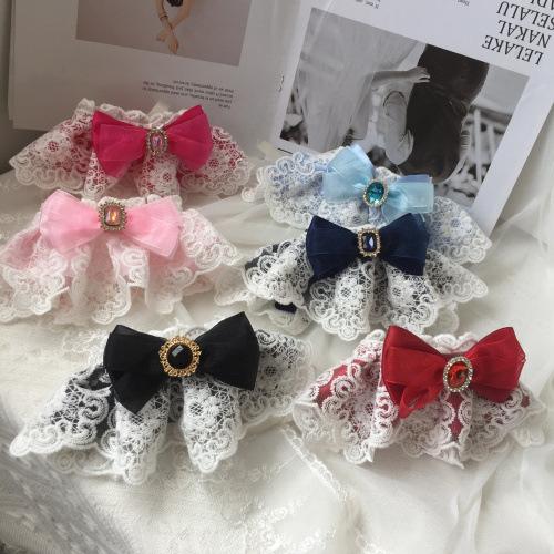 首輪 猫 犬 レース 蝶結び ペット 付け襟 スタイ 小型犬 アクセサリー XS S M ピンク ローズレッド ブルー ブラック 通年