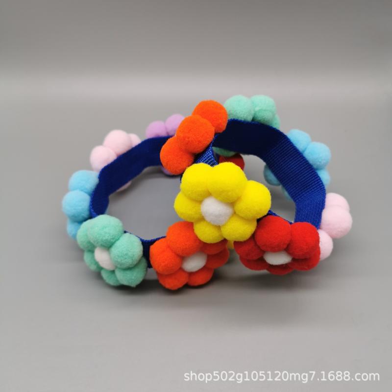 猫 首輪 ネックレス ベル付き ポップ カラフル ボンボン 面ファスナー ポリエステル 春秋(x200)