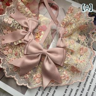 首輪 ペット用 猫 犬 レース スタイ よだれかけ 天使 ピンク XS S M L XL