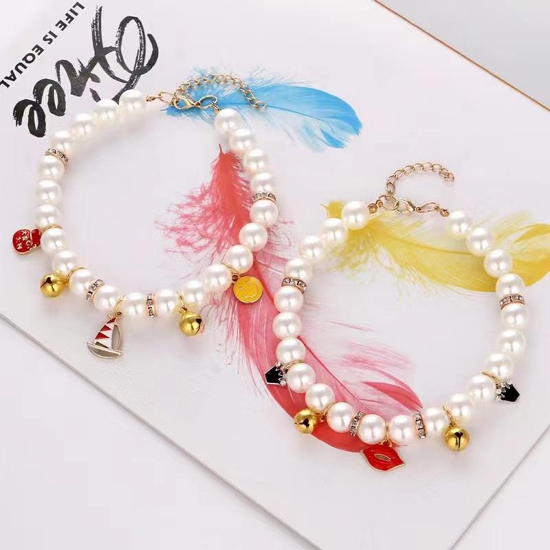 首輪 ペット用 XS S M L XL 犬 猫 かわいい パール ネックレス チョーカー アクセサリー 小型犬 中型犬..