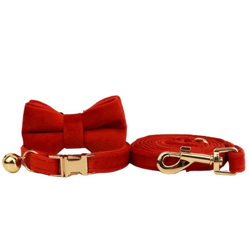 首輪 レディース 猫 天鵝絨 ベル付き かわいい ペット用品 赤 猫用 小型犬 S L