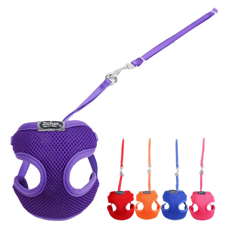 首輪 胴輪 リード セット ペット用 ナイロン メッシュ 無地 小型犬 中型犬 ブラック ブルー レッド パープル オレンジ イエロー ピンク ローズレッド 通年