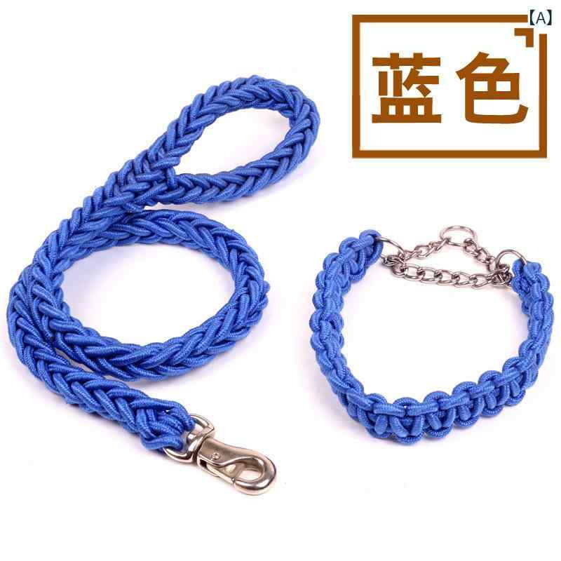 YKsakaiの首輪 リード セット 中型犬 大型犬 ナイロン 手編み ブラック ブルー レッド グリーン 15cm 25cm 30cm｜アングル2