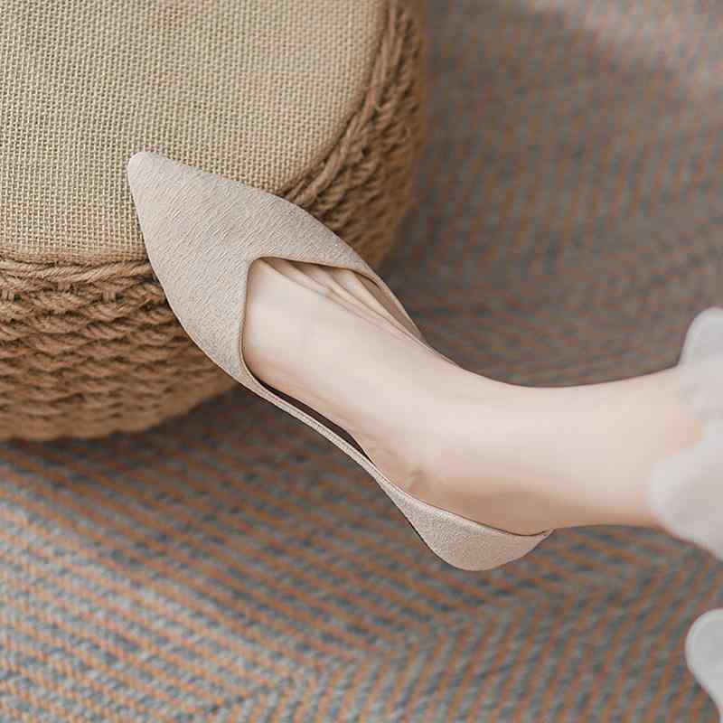パンプス レディース ぺたんこ靴 フラット ローヒール ポインテッドトゥ スリッポン 繊維 杏色 黒 婦人靴 妊婦靴 滑り止め付き 春夏秋冬 通勤 普段使い