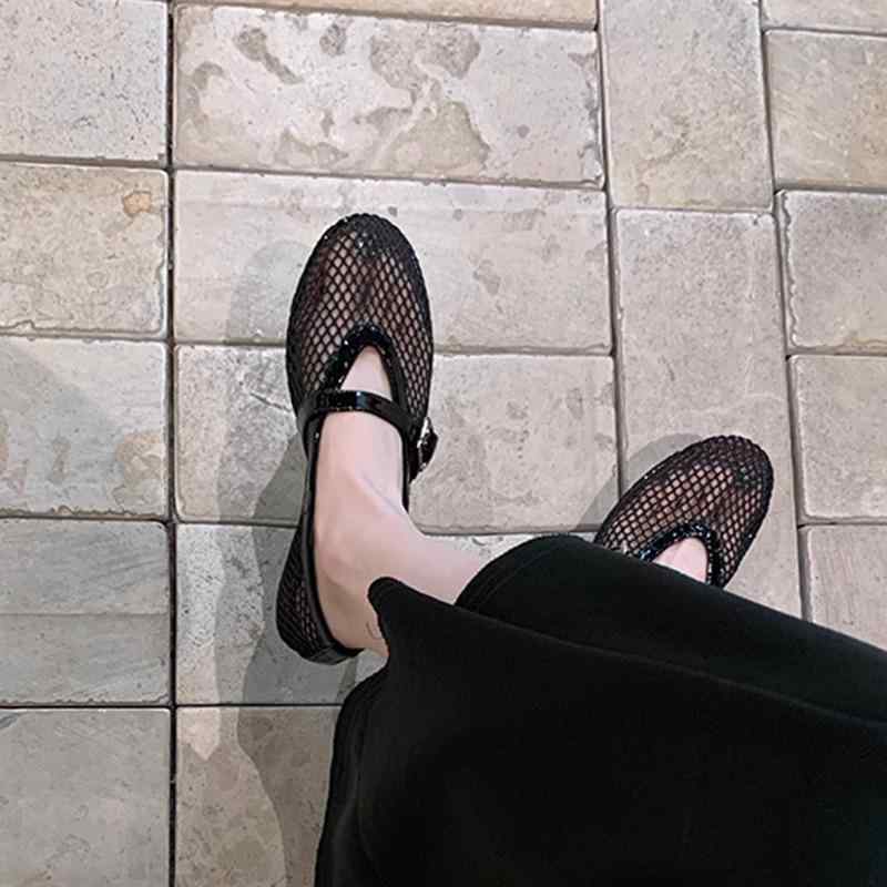サンダル レディース 革 メッシュ フラット ストラップ ローヒール パンプス ラウンドトゥ メリージェーン 黒 シルバー ゴールド 赤 ピンク 春夏 秋冬 普段使い デイリー