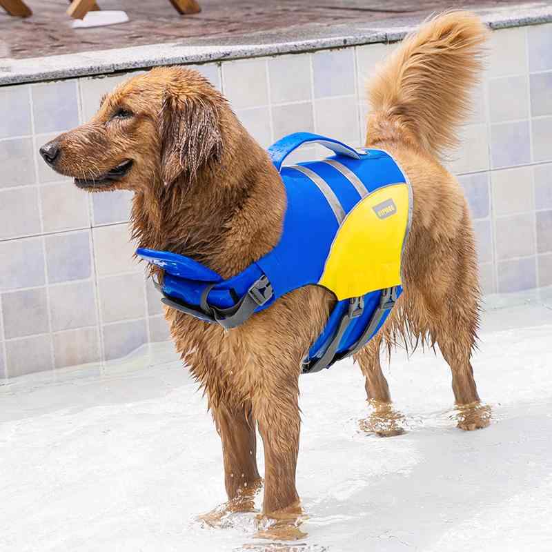 ペット用ライフジャケット 犬用 小型犬 中型犬 大型犬 胴衣 牽引可能 カジュアル 400D防水オックスフォード EPE裏地 スタイル ブルー イエロー ピンク グリーン ホワイト