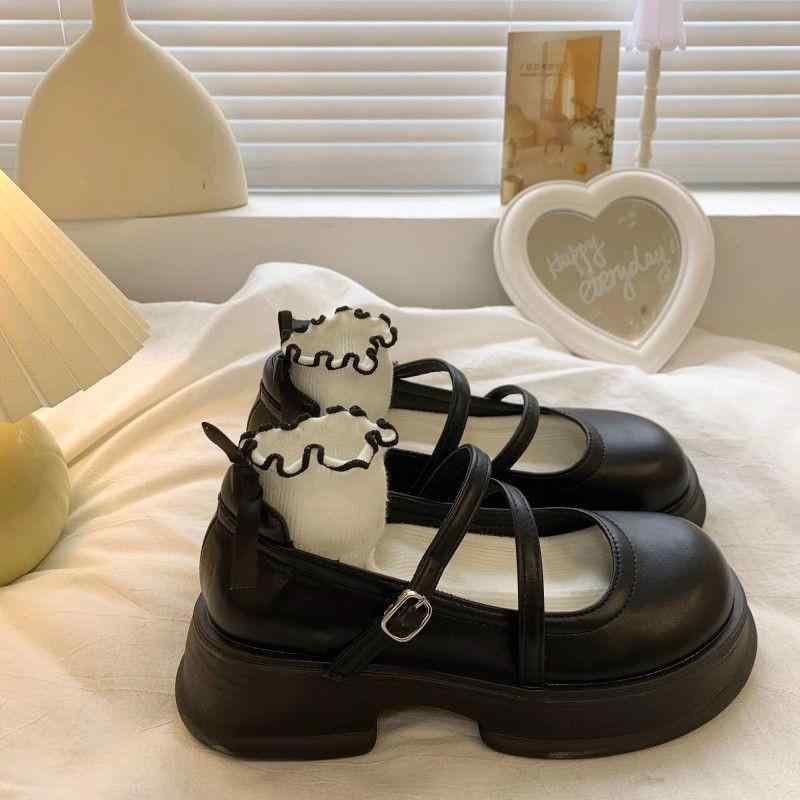 厚底 メリージェーン シューズ レディース 小さいサイズ 大きいサイズ ストラップ ローファー ラウンドトゥ 合皮 フェイクレザー カジュアル 歩きやすい 普段使い ブラック ブラウン 春夏