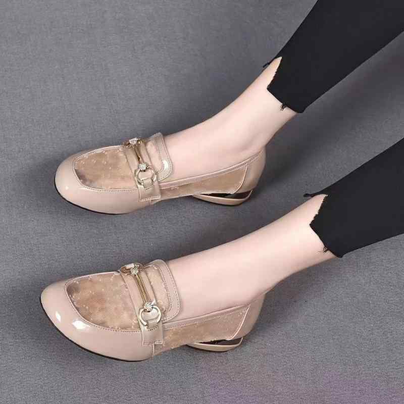 パンプス レディース 婦人靴 ローファー メッシュ 網状 杏色 黒 ブラック 春夏 フラット ぺたんこ 柔らかい 痛くなりにくい 歩きやすい ラウンドトゥ