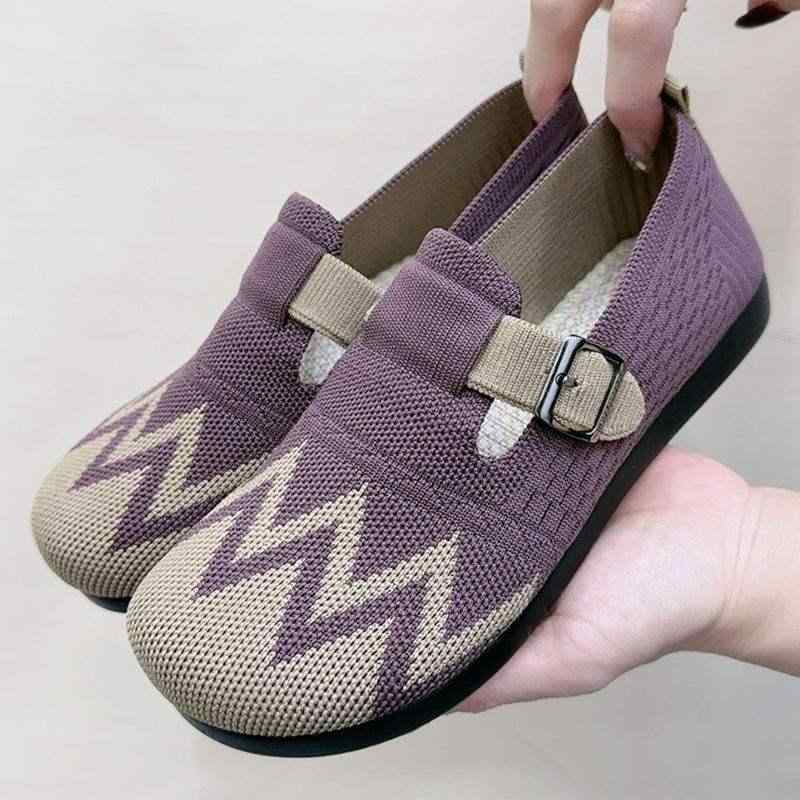 布靴 メンズ スリッポン 織り 帆布 カジュアル シューズ 軽量 通気性 防滑 尖头 ぺたんこ靴 黒 紫 茶色