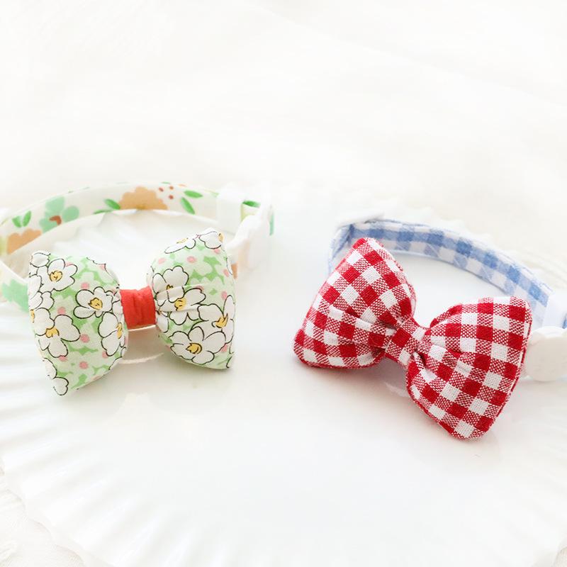 犬用首輪 猫用首輪 ペット用品 格子柄 バンダナ風 小型犬 中型犬 調整可能 綿製 春夏秋冬 宝 ब्लू ピンク イエロー グリーン ブルー レッド(x2)