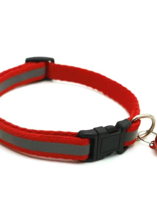 ペット首輪 犬猫用 反射材付き 小型ペット 調整可能 テディ 鈴付き 襟飾り ブラック レッド ブルー イ..