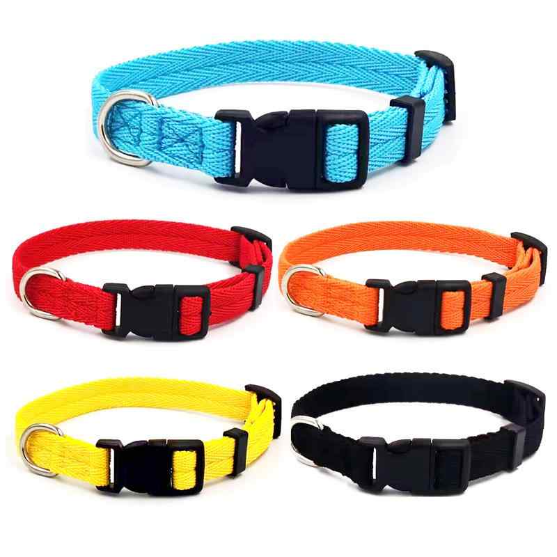 首輪 犬用 ナイロン 小型犬 中型犬 大型犬 ペット用品 無地 散歩 訓練 丈夫 レッド イエロー ブルー ブ..