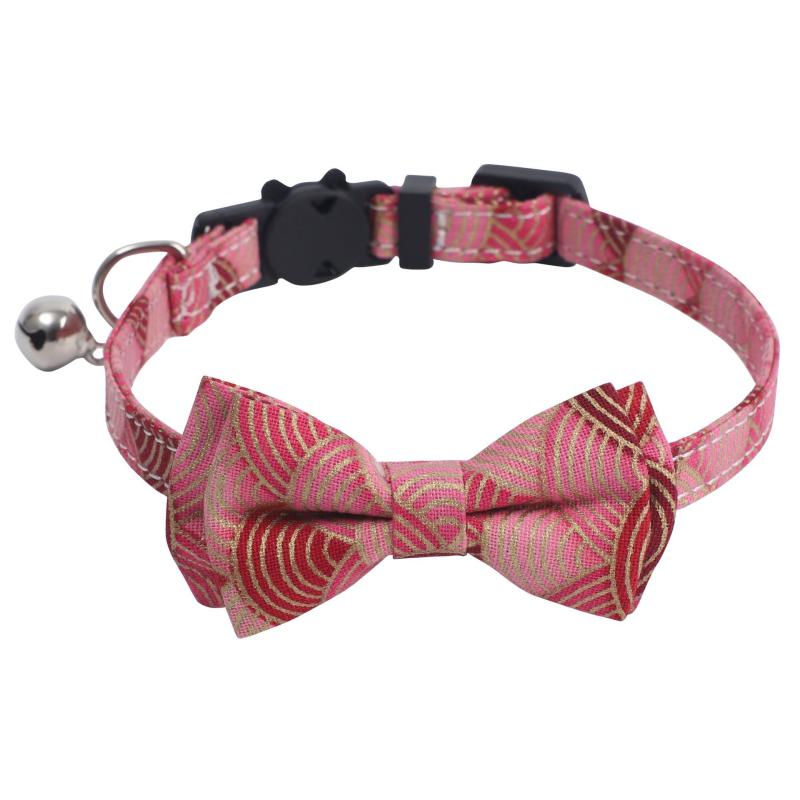首輪 猫 犬 和風 和柄 鈴付き リボン 調節可能 布製 ペット用品 アクセサリー 小型犬 かわいい おしゃれ 四季(x2)