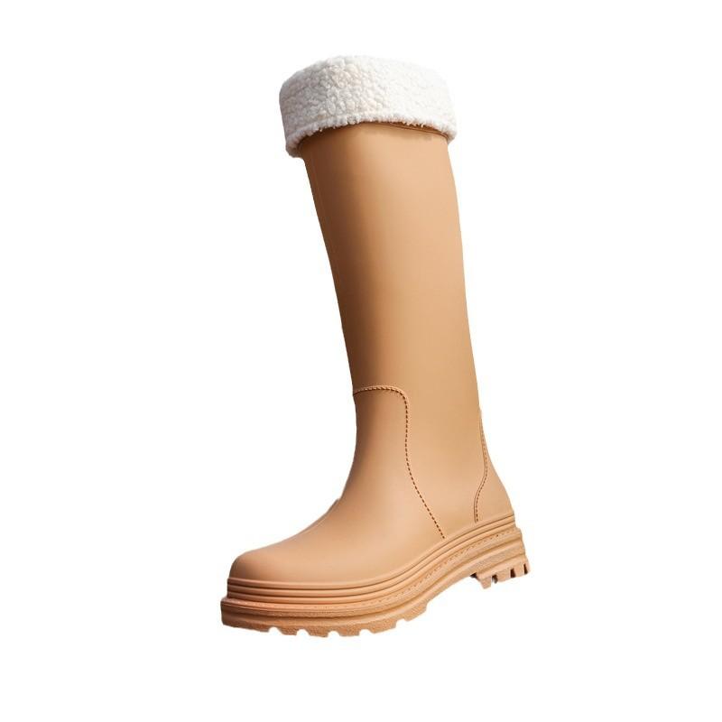 レインブーツ レディース 高筒 厚底 38cm 防寒 あったか 裏起毛 履きやすい 防水 滑り止め おしゃれ かわいい PVC ピンク系 ブラウン系 レッド系 ブラック 35 36 37 38 39 40 41 42