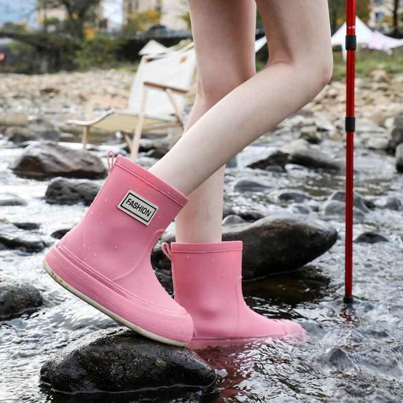 レインシューズ レディース 女性用 短い ショート丈 四季 オールシーズン 一体成型 ワークシューズ 防水 滑り止め 防寒 あったか 裏起毛(x2)