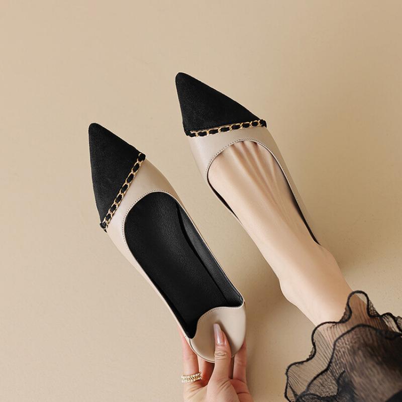 パンプス レディース 婦人靴 ポインテッドトゥ フラット ローヒール スリッポン 無地 ぺたんこ靴 スクエアヒール 合皮 春夏秋冬 グレー アイボリー ブラック