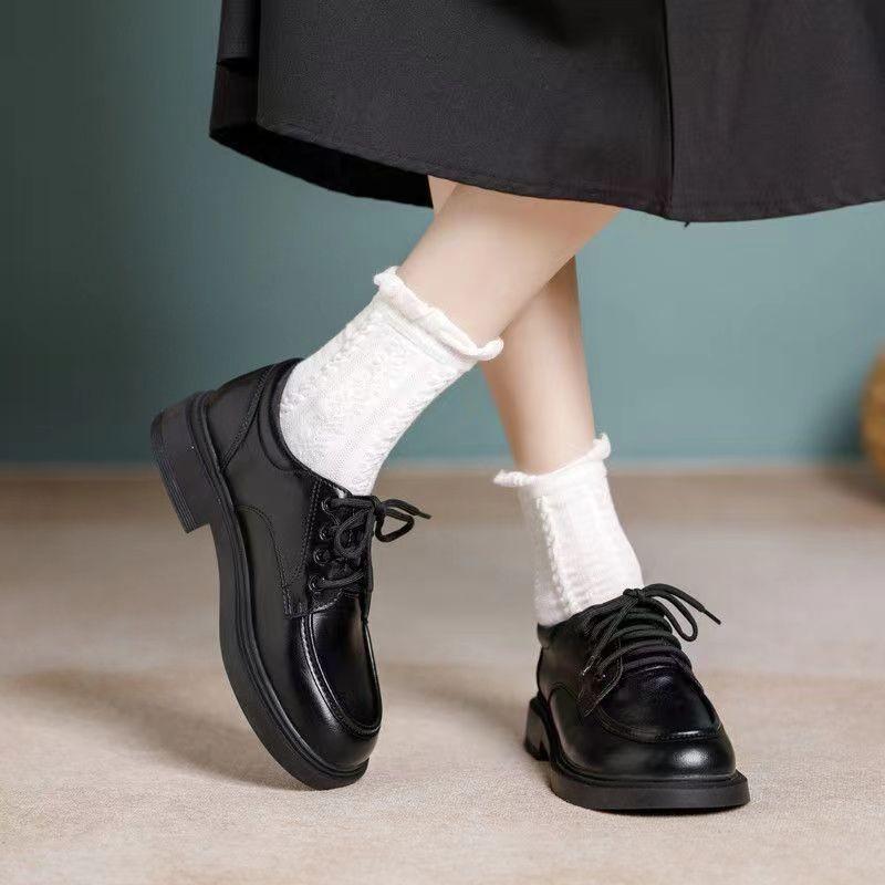 ローファー レディース 厚底靴 ラウンドトゥ 黒 通勤靴 カジュアル 婦人靴 中ヒール 3cm-5cm 春夏 秋冬