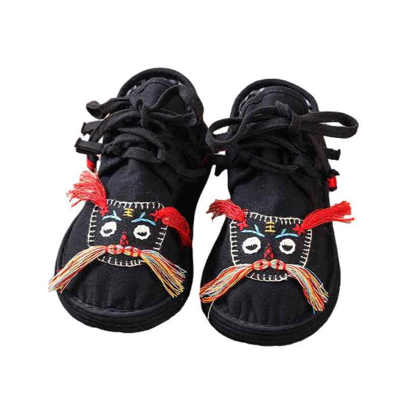 布靴 レディース スリッポン ローカット 虎柄 刺繍 コットン 春夏 通気性 フラットソール ぺたんこ靴 痛くなりにくい 歩きやすい カジュアル かわいい ラウンドトゥ(x3)