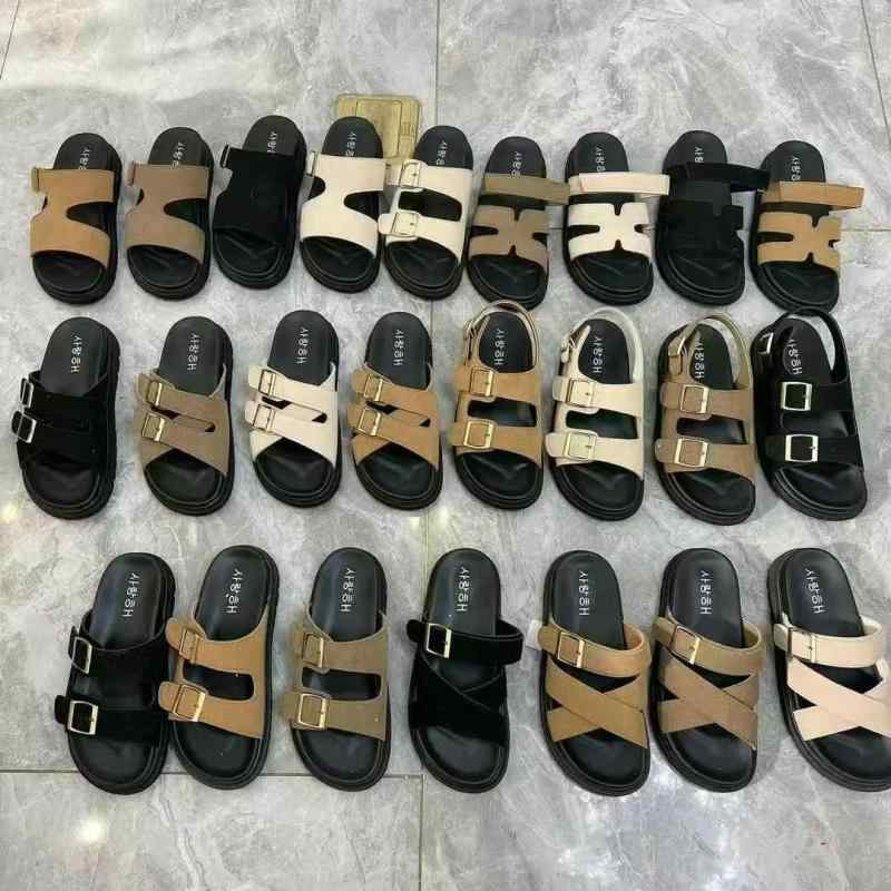 サンダル レディース 厚底 ビーチサンダル カジュアル フラットサンダル 牛革 春夏 黒 白 オレンジ(x1000)