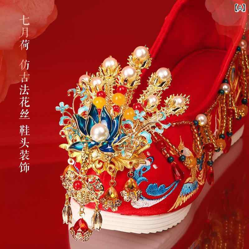 靴 レディース ウェディングシューズ フラット 刺繍 花柄 ラウンドトゥ チャイナドレス 漢服 コスプレ レッド 赤 ローカット 紐靴 綿 普段使い フォーマル 春秋