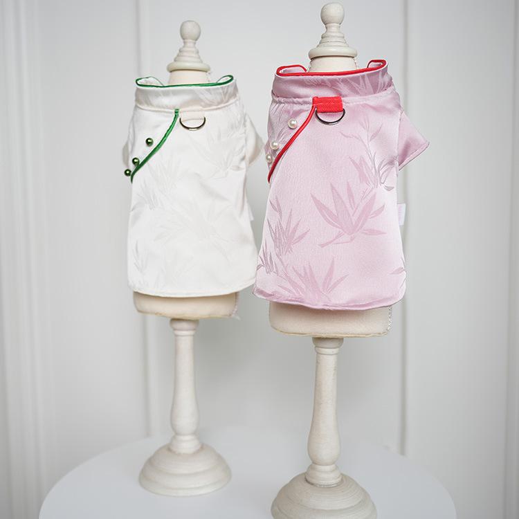 ペット用 チャイナドレス 春夏 マルチーズ ヨークシャー 小型犬 猫用 公主 かわいい チュール レース フリル ピンク ホワイト