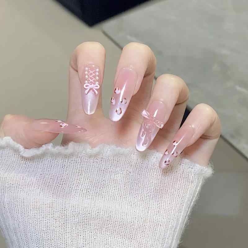 ネイルチップ レディース バレエシューズ 猫目 立体 蝶々 ハート 星 ショート ロング ミディアム つけ..