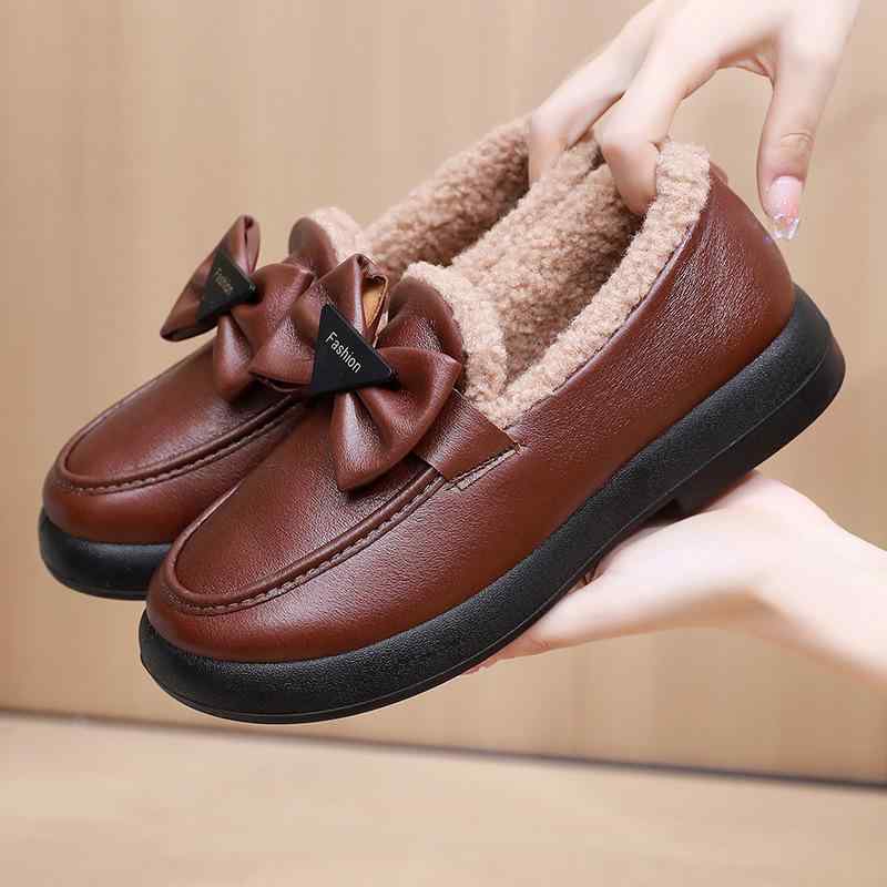 ブーツ レディース 婦人靴 秋冬 フラットヒール ラウンドトゥ スリッポン ローヒール ぺたんこ 歩きやすい 履きやすい あったか 防寒 保温 滑り止め プレママ ママ PVC 纤 人工皮革 普段使い 仕事履き コーヒー色 ブラック レッド