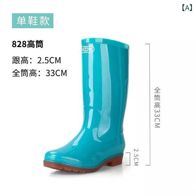 レインシューズ レディース 女性用 長靴 高筒 滑り止め 防水 耐酸 耐アルカリ PVC 婦人靴 ローヒール 晴雨兼用 ワークブーツ 作業靴 ブルー パープル グリーン(x80)